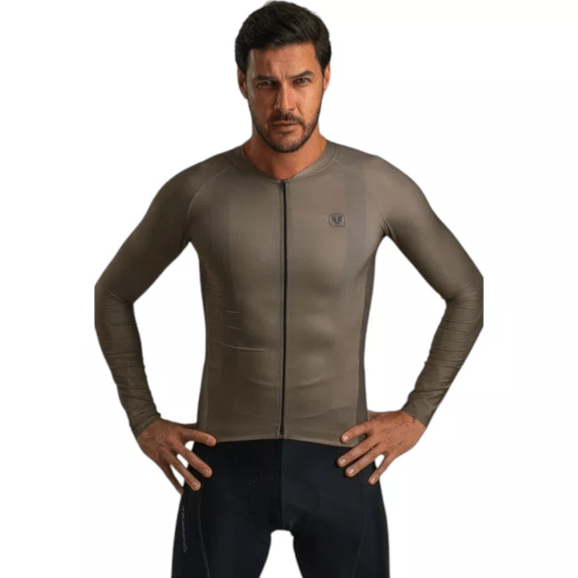 Camisa Ciclismo Free Force Manga Longa Masculina Training Mousse