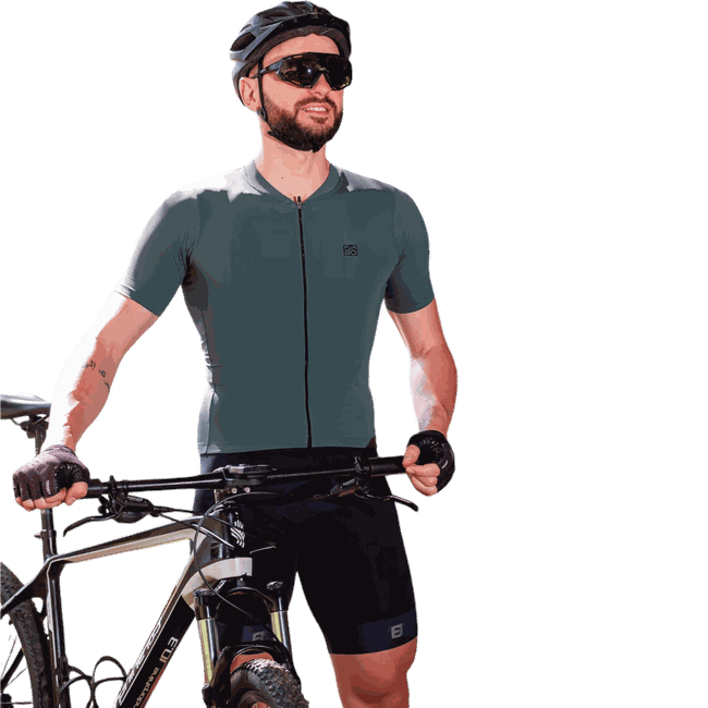 Camisa Ciclismo Unissex Manga Curta Euro Furbo Verde Militar