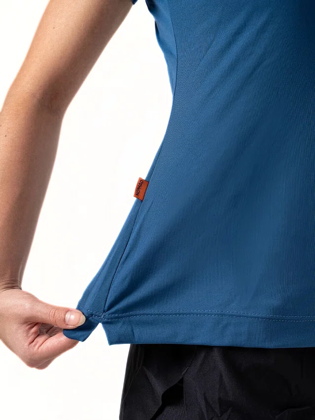 Camisa Feminina Nomad Trail Run Manga Curta Azul