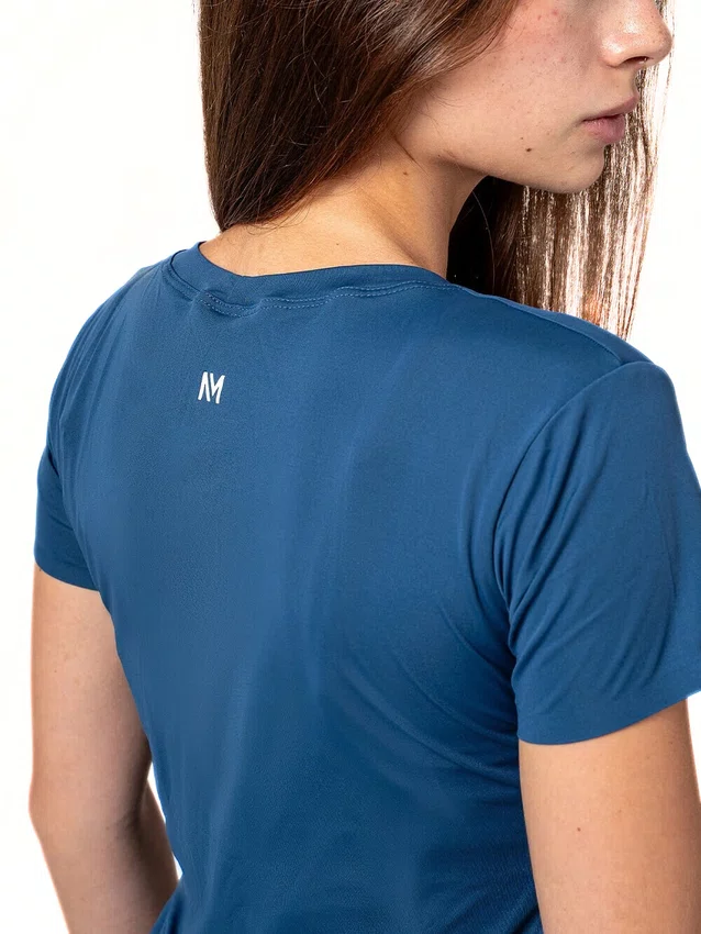 Camisa Feminina Nomad Trail Run Manga Curta Azul