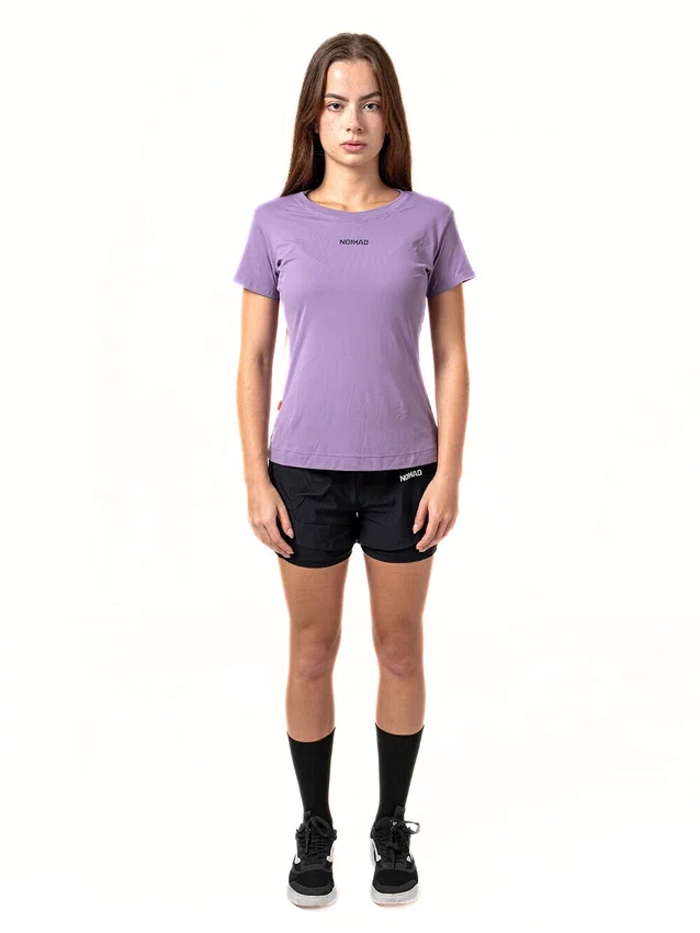 Camisa Feminina Nomad Trail Run Manga Curta Roxa