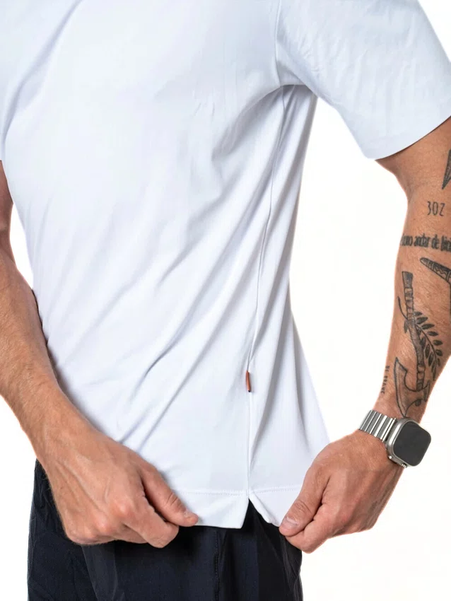 Camisa Masculina Nomad Trail Run Manga Curta Branca