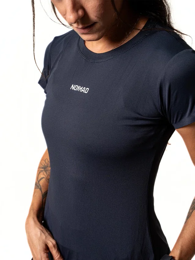 Camisa Feminina Nomad Trail Run Manga Curta Preta
