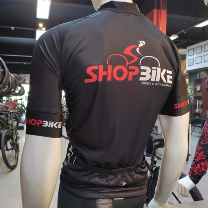 Camisa Sport Xtreme Shop Bike Slim Preto e Vermelho