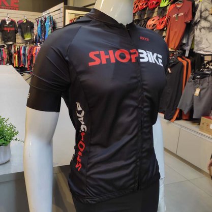 Camisa Sport Xtreme Shop Bike Slim Preto e Vermelho