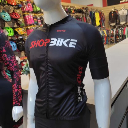 Camisa Sport Xtreme Shop Bike Slim Preto e Vermelho