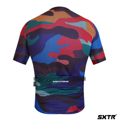 Camisa Sport Xtreme Slim Cargo Masculino Preto e Vermelho e Azul