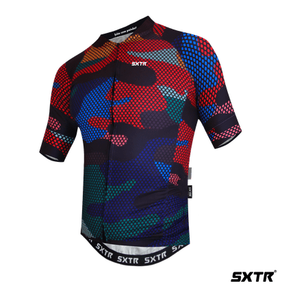 Camisa Sport Xtreme Slim Cargo Masculino Preto e Vermelho e Azul