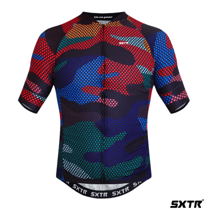Camisa Sport Xtreme Slim Cargo Preto e Vermelho e Azul