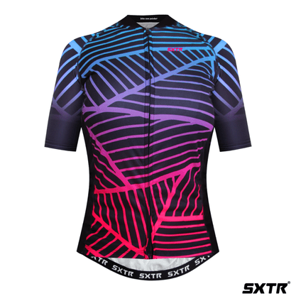 Camisa Sport Xtreme Slim Leaf Feminina Preto e Rosa e Azul