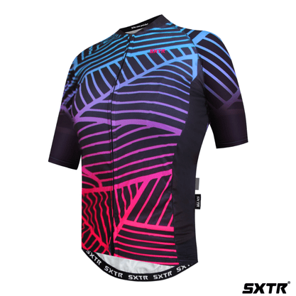 Camisa Sport Xtreme Slim Leaf Feminina Preto e Rosa e Azul