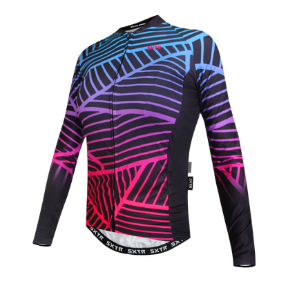 Camisa Sport Xtreme Slim Manga Longa Leaf Feminino Preto e Rosa e Azul
