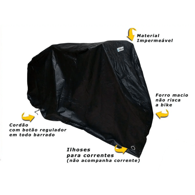 Capa de Bike Impermeável Até Aro 29 Preto