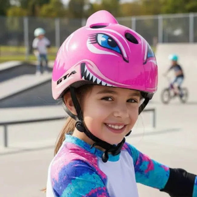 Capacete GTA Infantil Tubarão Rosa