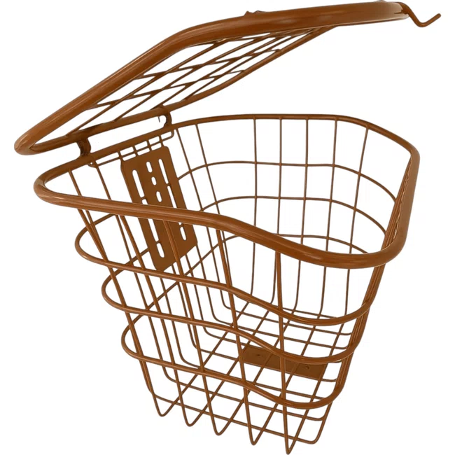 Cesta Grande 26 Oval Aço com Suporte com Haste Marrom