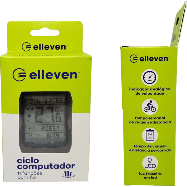Ciclocomputador Elleven 11 Funções Wireless USB Preto