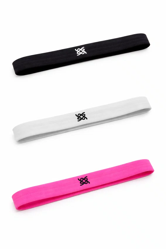 Faixa de cabelo hupi kit c/ 3 preto/branco/rosa