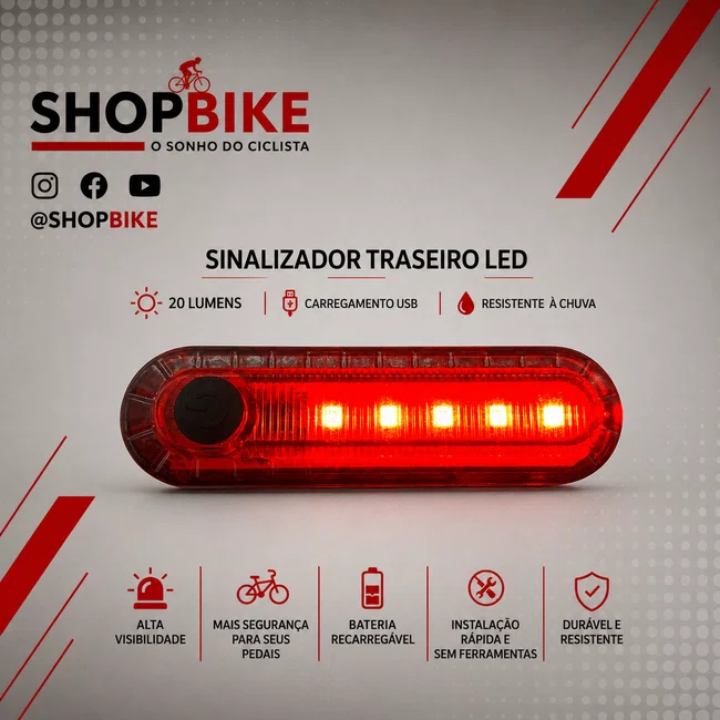 Farol e Sinalizador Led Elleven Super 700/20 Lumens com Carregador USB