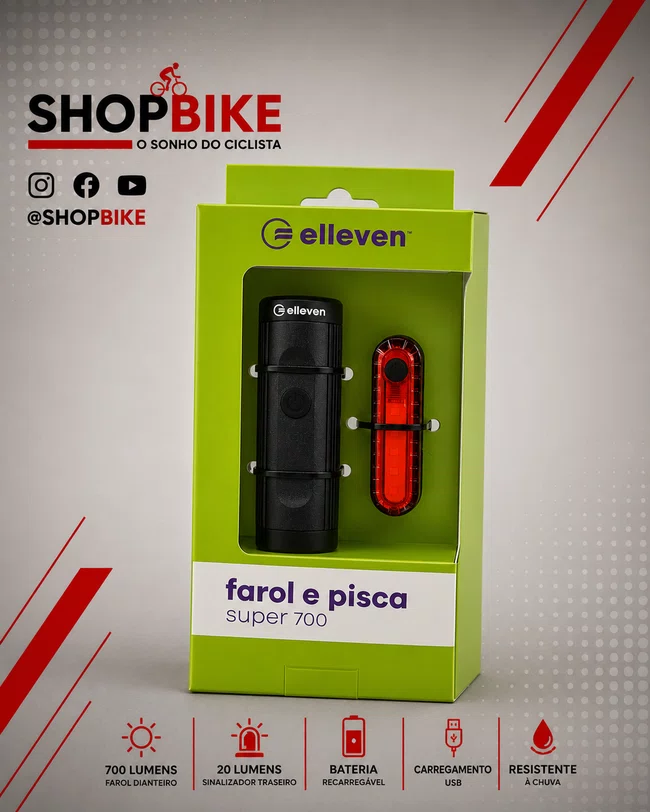 Farol e Sinalizador Led Elleven Super 700/20 Lumens com Carregador USB