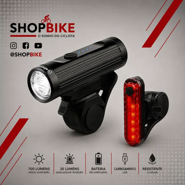 Farol e Sinalizador Led Elleven Super 700/20 Lumens com Carregador USB