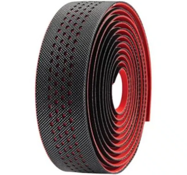 Fita de guidao velo c/gel preto/vermelho