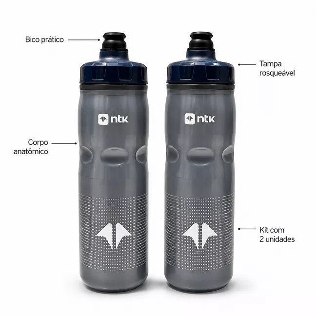 Kit 2 Caramanholas NTK Squeeze 600ml Azul/Azul