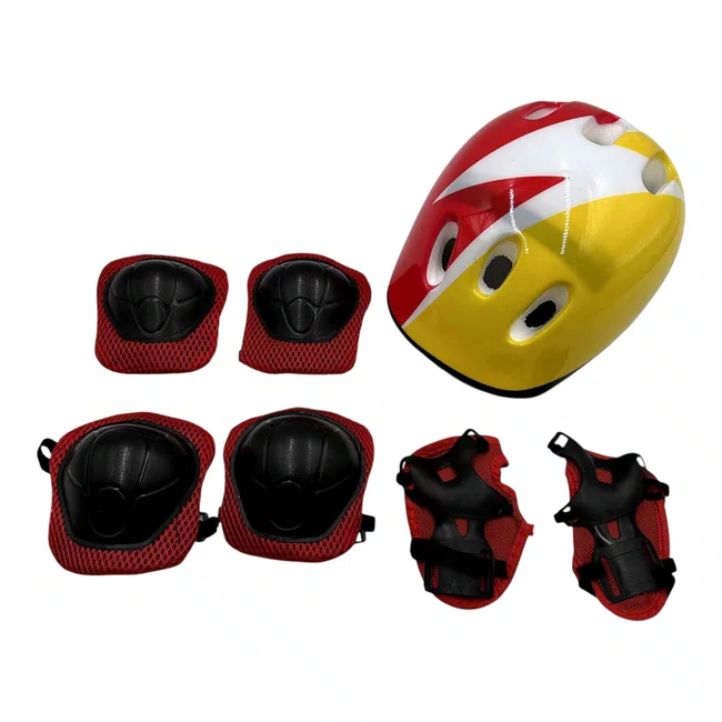 Kit Proteção Infantil Completo Raio Vermelho Com Amarelo