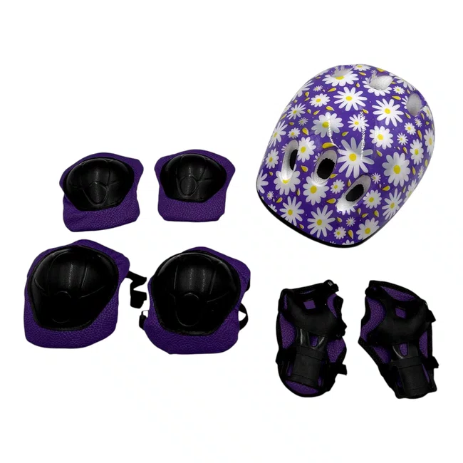 Kit Protecao Infantil Completo Roxo Com Flores