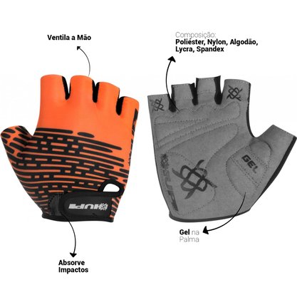 Luva Hupi Eco Bio Dedo Curto Laranja Neon