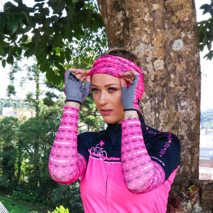 Luva Hupi Love Bike Dedo Curto Rosa