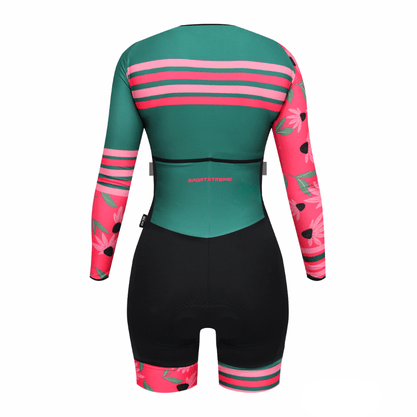 Macaquinho SportXtreme Comfort Manga Longa Daysi verde e Rosa