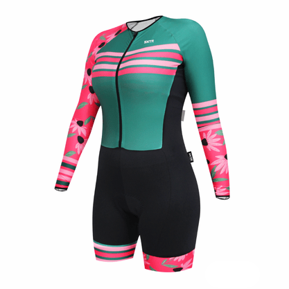 Macaquinho SportXtreme Comfort Manga Longa Daysi verde e Rosa
