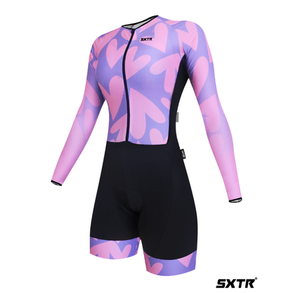Macaquinho Sport Xtreme Comfort Manga Paris Rosa e Roxo