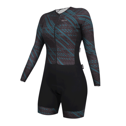 Macaquinho Sport Xtreme Comfort Manga Longa Jade Preto e Verde