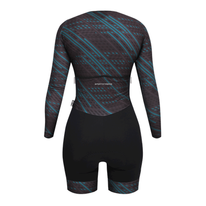 Macaquinho Sport Xtreme Comfort Manga Longa Jade Preto e Verde