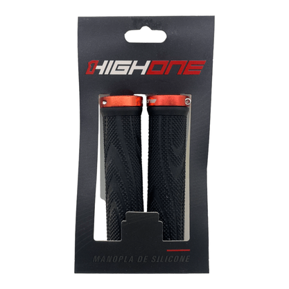 Manopla High One Homan0027 MTB 132mm com Trava Preto e Vermelho