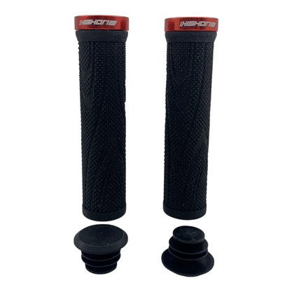 Manopla High One Homan0027 MTB 132mm com Trava Preto e Vermelho