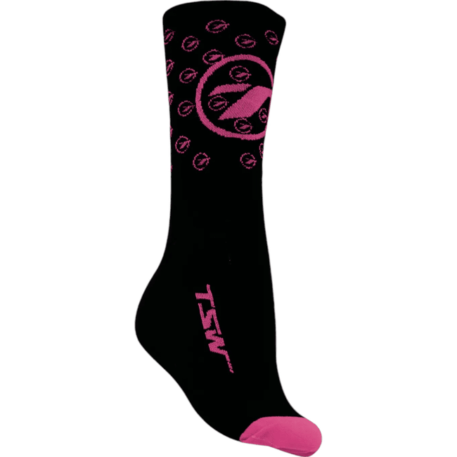 Meia Ciclismo Tsw Ride Compressão Preto e Rosaㅤㅤㅤㅤ