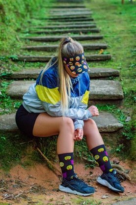 Meia Hupi Emotions Preto e Amarelo