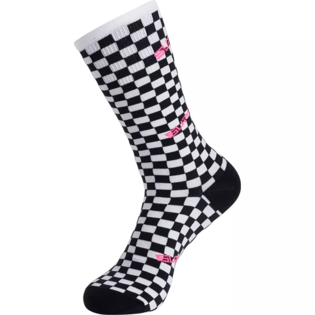 Meia Specialized Cano Alto Unisex Xadres e Rosa ㅤㅤㅤ