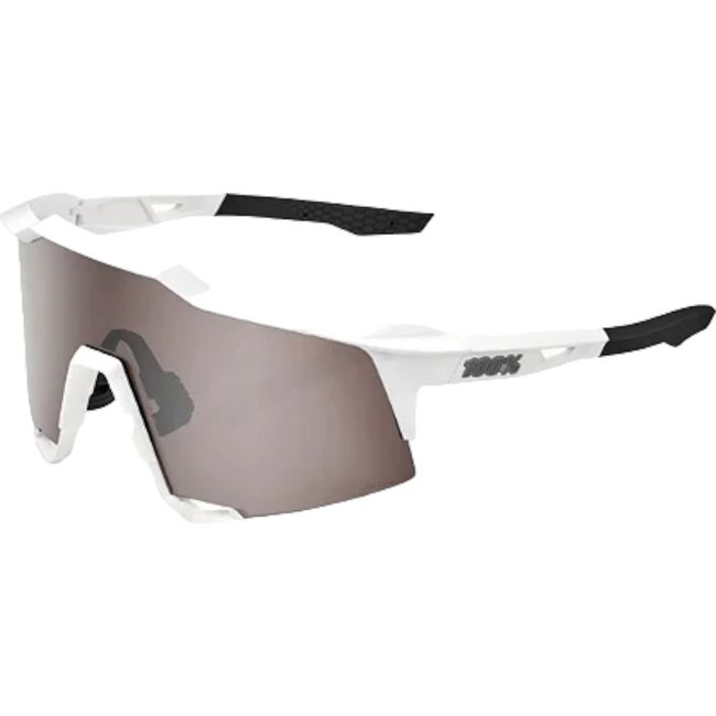 Óculos 100% S3 Speedcraft Hiper Branco Fosco Lente Hiper Prata