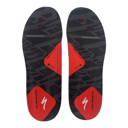 Palmilha Specialized Body Geometry SL Footbed + Vermelho e Preto