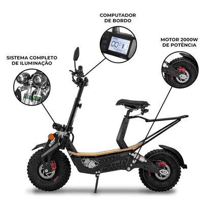 Patinete Elétrico Two Dogs Monster 2000w Preto
