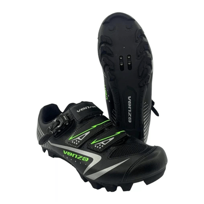 Sapatilha Venzo MTB Com Trava Preta e Verde