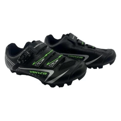 Sapatilha Venzo MTB Com Trava Preta e Verde