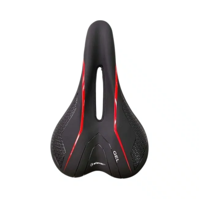 Selim Elleven Comfort Density Gel 155mm Preto e Vermelho - Seminovo