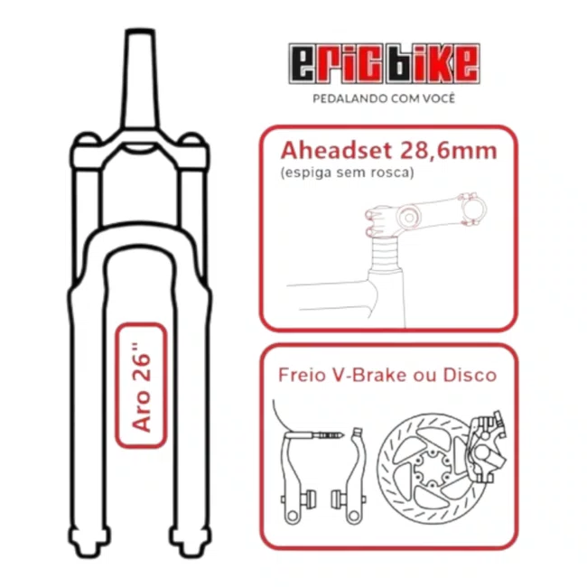Suspensao Aro 26 Mode Aheadset V-brake/Disco Branca