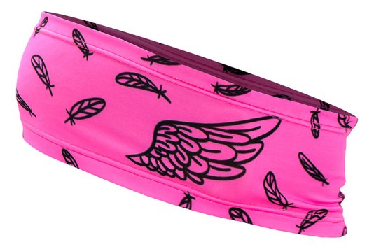 Testeira Hupi Headband Asas Rosa e Preto