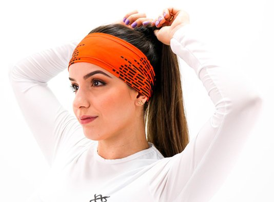 Testeira Hupi Headband Biometria Laranja e Preto