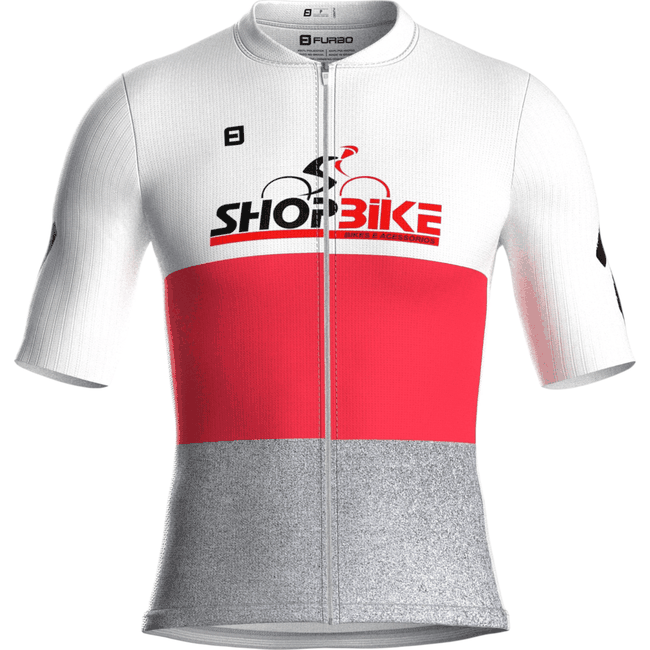 Uniforme Shopbike 2025 Furbo Euro Branca e Cinza e Vermelha